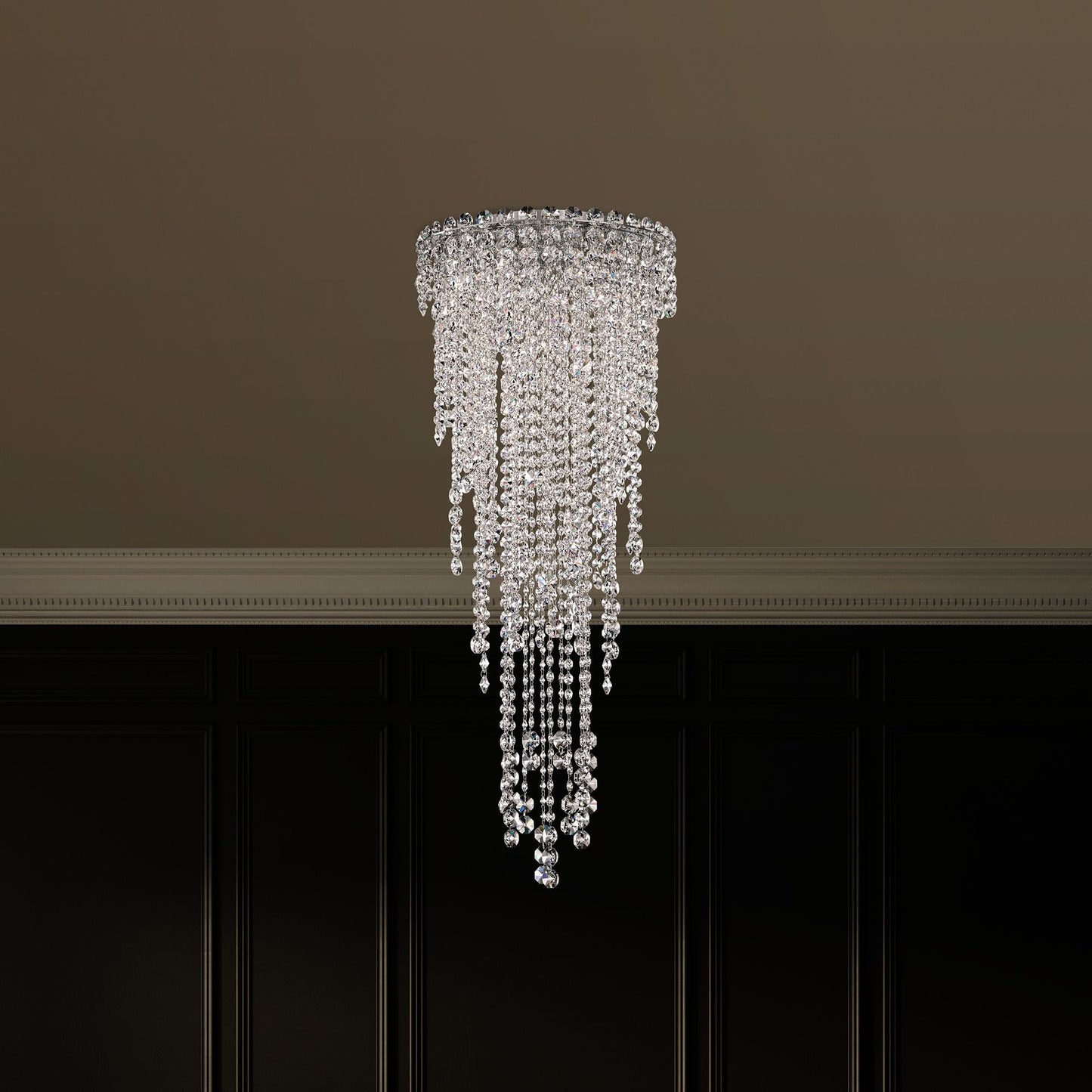 Chantant 35.5"H x 14"W 4-Light Crystal Flush in Pol Stainless Ste