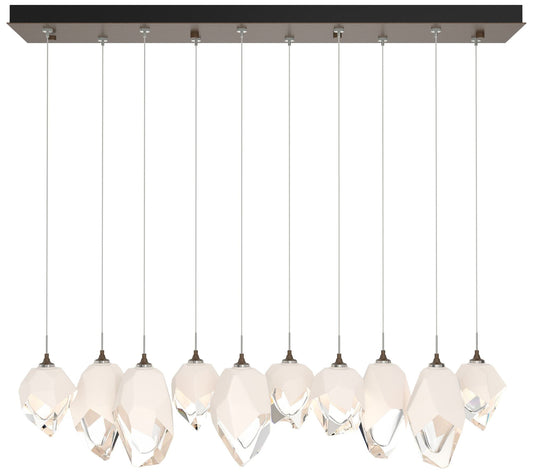 Chrysalis 10.1"W 10-Light Mixed Crystal White Crystal Bronze Long Pend