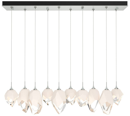 Chrysalis 10.1"W 10-Light Mixed White Crystal Platinum Long Pendant
