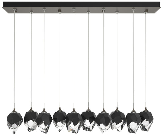 Chrysalis 8.5"W 10-Light Small Black Crystal Dark Smoke Long Pendant