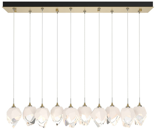 Chrysalis 8.5"W 10-Light Small White Crystal Modern Brass Long Pendant