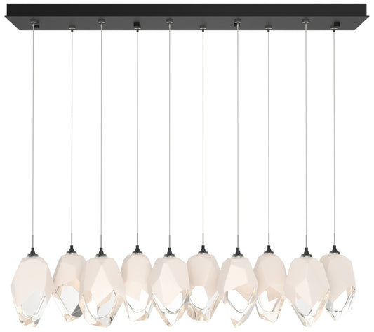 Chrysalis 9.8"W 10-Light Large Crystal White Crystal Black Long Pendan