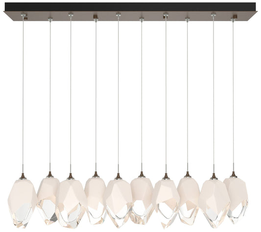 Chrysalis 9.8"W 10-Light Large Crystal White Crystal Bronze Long Penda