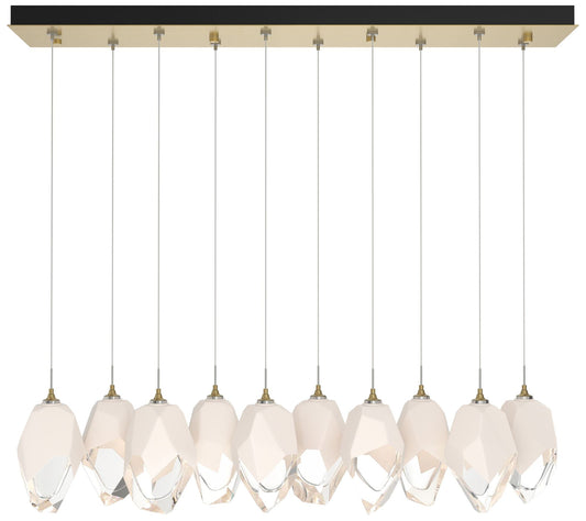 Chrysalis 9.8"W 10-Light Large White Crystal Modern Brass Long Pendant