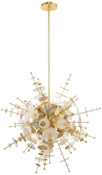 Circulo 30" Wide Satin Brass Starburst Pendant Light