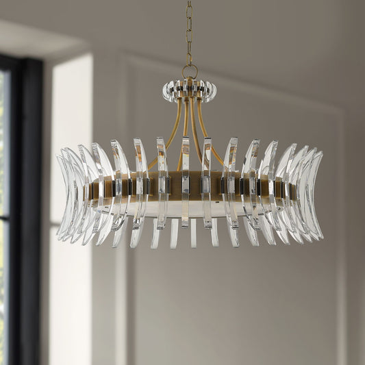 Coquette 29 3/4" Wide Antique Brass and Crystal Chandelier