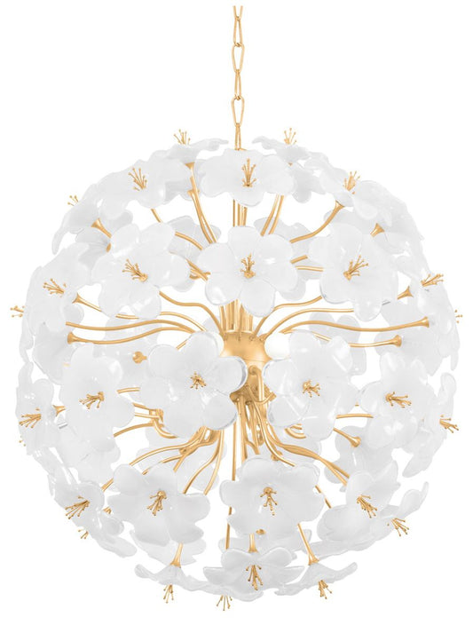 Corbett Hygea 33"W Gold Leaf and White Glass Pendant Light