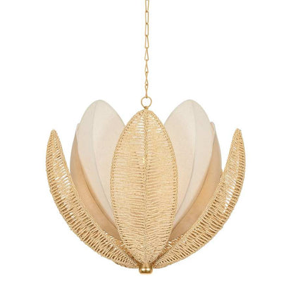 Corbett Lighting Costa Brava 10 Light 36" Wide Pendant with Coco Shell and Linen Shade