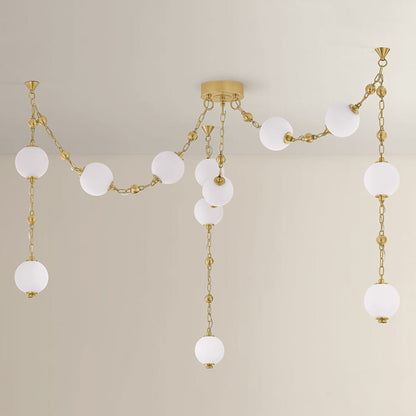 Corbett Lighting Corda 118" Wide LED Multi Light Pendant with Matte Cloud Glass Shades