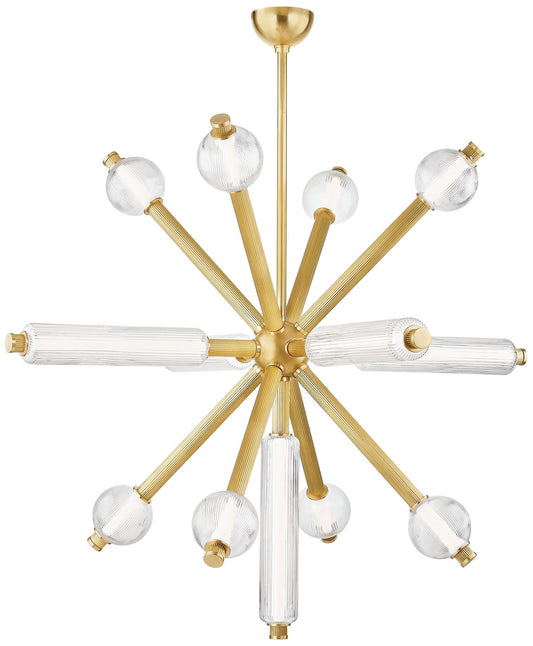 Corbett Lighting  Atom 50" 13 Lt. Vintage Brass Chandelier