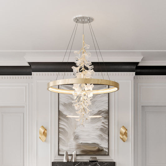 Corbett Lighting Jasmine 36" Wide LED Gold Leaf Flower Ring Chandelier