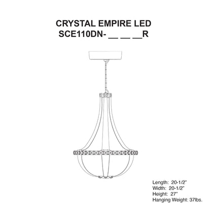 Crystal Empire LED 27"H x 20.5"W 12-Light Chandelier in Grizzly B