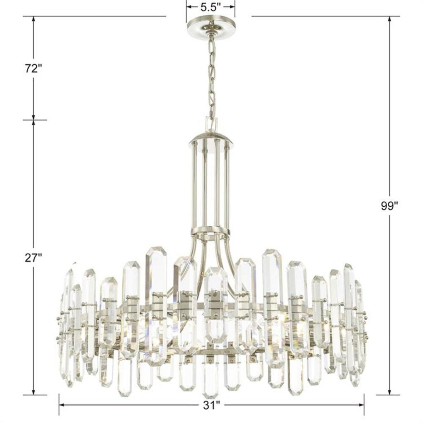 Crystorama Bolton 31"W Polished Nickel 12-Light Crystal Chandelier