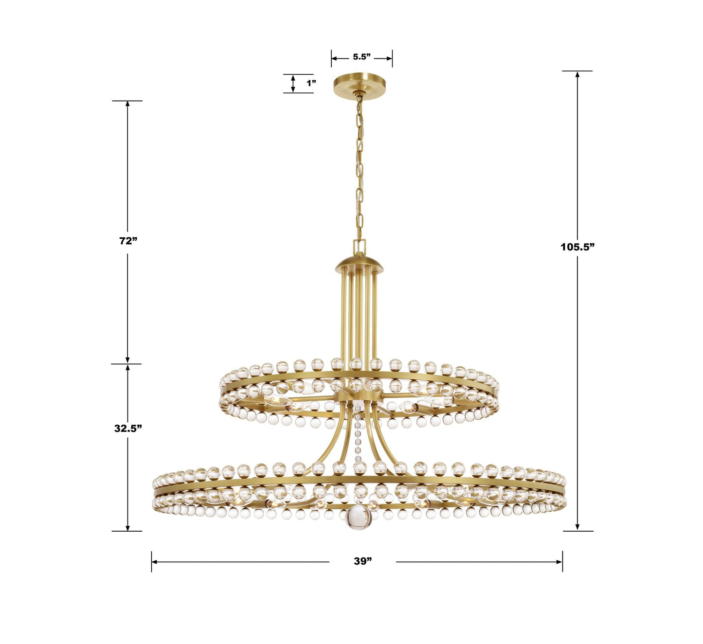 Crystorama Clover 40" Wide Aged Brass 2-Tier Chandelier