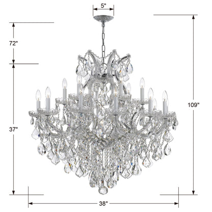 Crystorama Lighting Group Maria Theresa 19 Light 38" Wide Crystal Candle Style Chandelier with Hand Cut Crystal Accents
