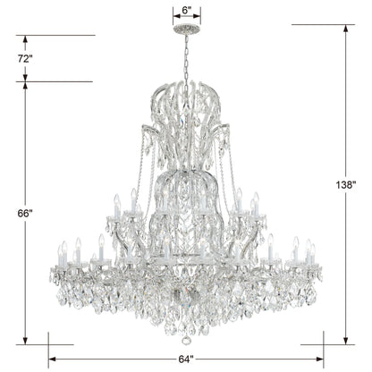 Crystorama Lighting Group Maria Theresa 37 Light 64" Wide Crystal Chandelier with Swarovski Strass Crystal Accents