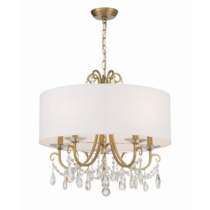 Crystorama Lighting Group Othello 5 Light 24" Wide Crystal Drum Chandelier with Silk Shade and Swarovski Strass Crystal Accents