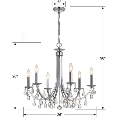 Crystorama Lighting Group Bridgehampton 6 Light 26" Wide Crystal Chandelier with Swarovski Strass Crystal Accents