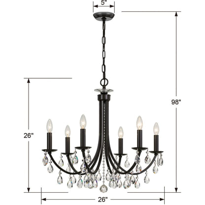 Crystorama Lighting Group Bridgehampton 6 Light 26" Wide Crystal Chandelier with Swarovski Strass Crystal Accents
