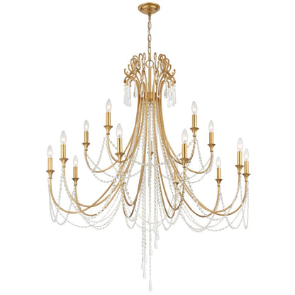 Crystorama Lighting Group Arcadia 15 Light 46" Wide Crystal Candle Style Chandelier with Hand Cut Crystal Accents