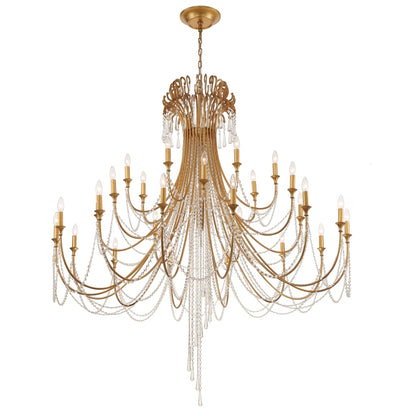 Crystorama Lighting Group Arcadia 28 Light 61" Wide Crystal Candle Style Chandelier with Hand Cut Crystal Accents