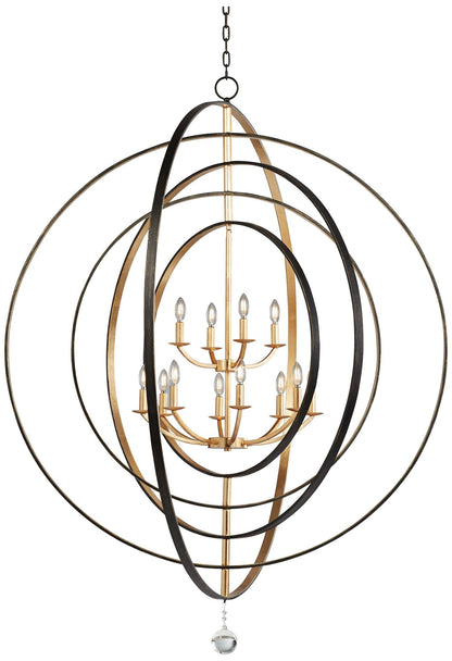 Crystorama Luna 60" Wide Bronze-Gold 12-Light Modern Large Chandelier