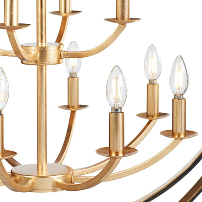Crystorama Luna 60" Wide Bronze-Gold 12-Light Modern Large Chandelier