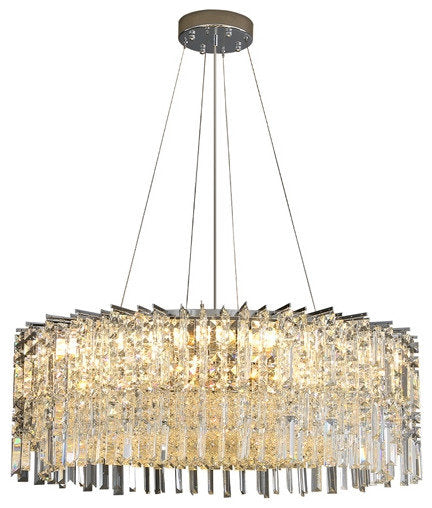 Ischia di Castro | Modern Luxury Drum Crystal LED Chandelier in Creative Design, Chrome, Dia39.4xh11.0", Cool Light, Non-DimmableBy Miron Demid LLC