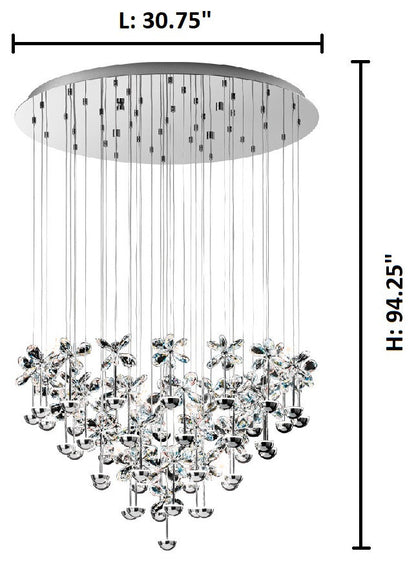 43x2.1W LED Multi Light Pendant With Chrome Finish and Clear CrystalsBy EGLO USA