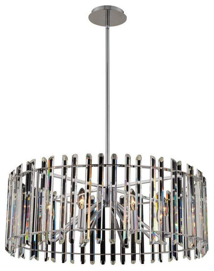 Allegri Viano 8 Light 28" Pendant, Polished Chrome With Firenze CrystalBy Allegri Crystal by Kalco Lighting