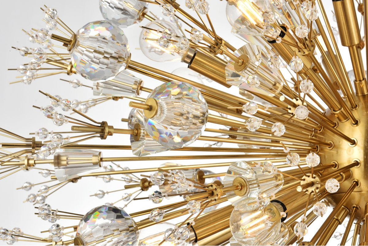 Elegant Lighting 2500D36SG Vera 36 inch crystal starburst oval pendant in goldBy Elegant Furniture & Lighting