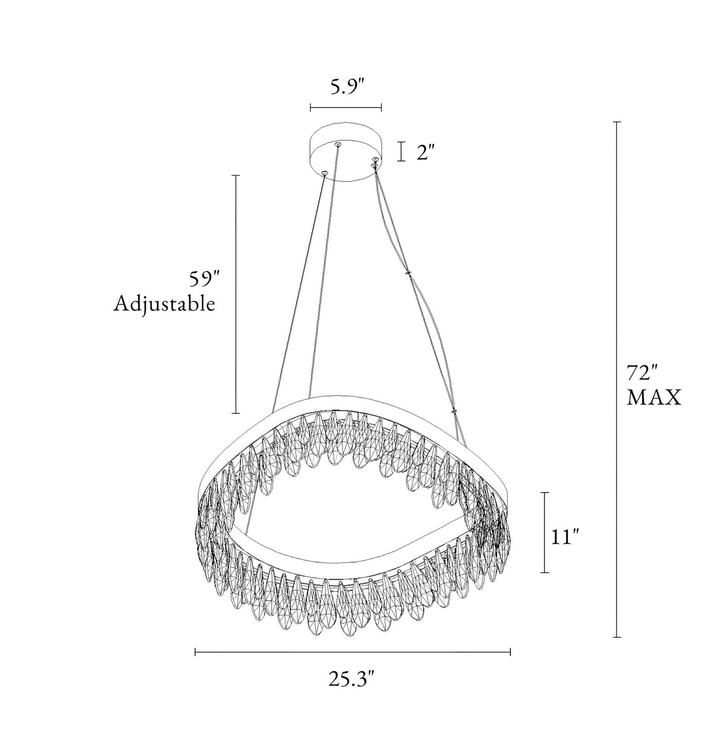LNC Broderick 1-Light 25.6" Modern Empire Crystal LED Chandelier, BrassBy LNC