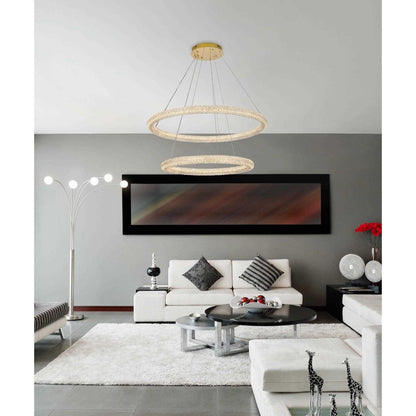 Bowen 2 Light Chandelier, Satin GoldBy Elegant Furniture & Lighting
