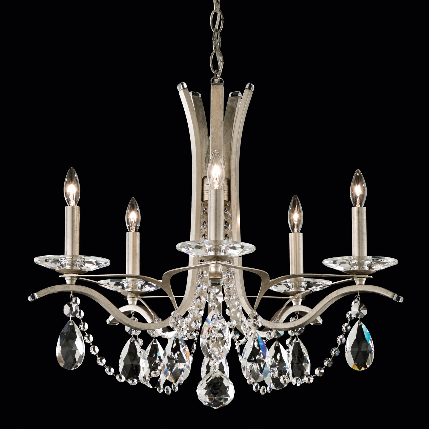 Vesca 5-Light Chandelier in Antique Silver With Clear Heritage CrystalBy Schonbek