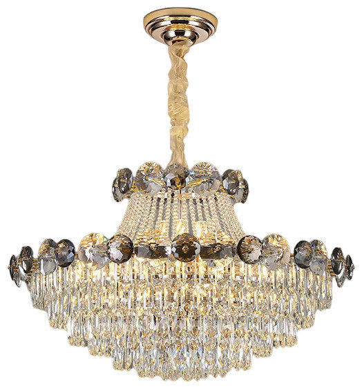 European Chic Round Crystal Chandelier, Dia39.4 X H21.3", Warm LightBy Miron Demid LLC