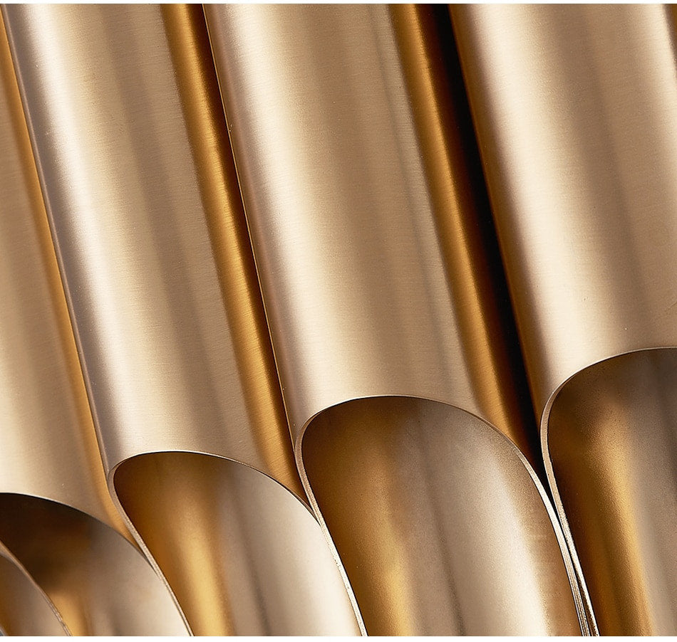 Sartene | Drum Brushed Gold Stainless Steel Chandelier, 31.5''By Miron Demid LLC
