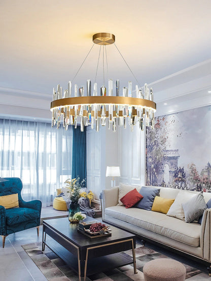 Jodoigne | Round Gold Crystal Chandelier for Dining Room, Dia39"By Miron Demid LLC