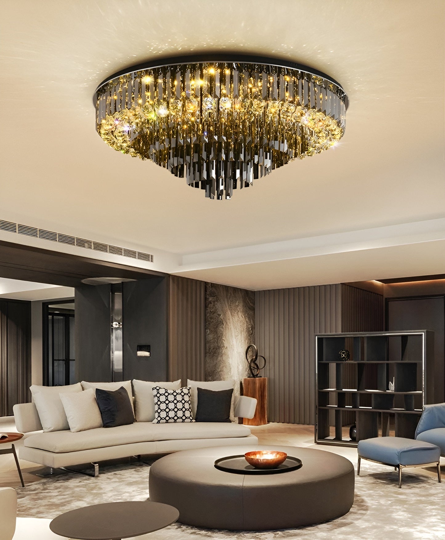 Africo | Round Modern Crystal Chandelier, 31.5"By Miron Demid LLC