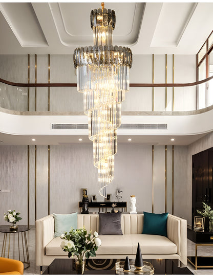 Le Cannet | Luxury Spiral Crystal Chandelier For Stairway, Smoky Gray, 15.8''By Miron Demid LLC