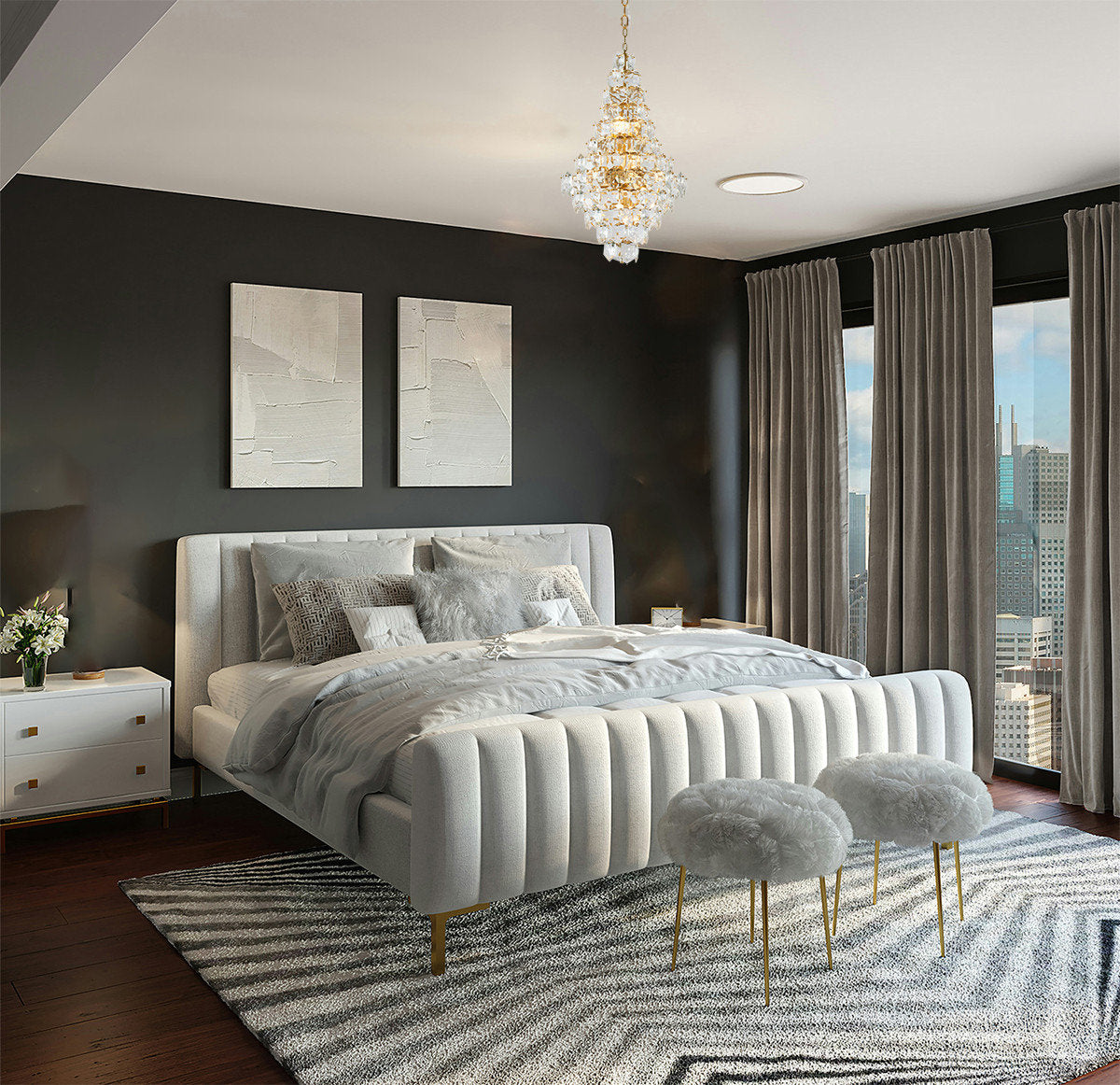 Clear Crystal Chandelier With Brass HardwareBy Design Living