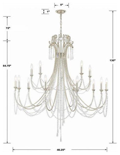 Crystorama arc-1919-ga-cl-mwp-xb-5912-WB Arcadia  15-Light 2-Tier ChandelierBy Crystorama Lighting