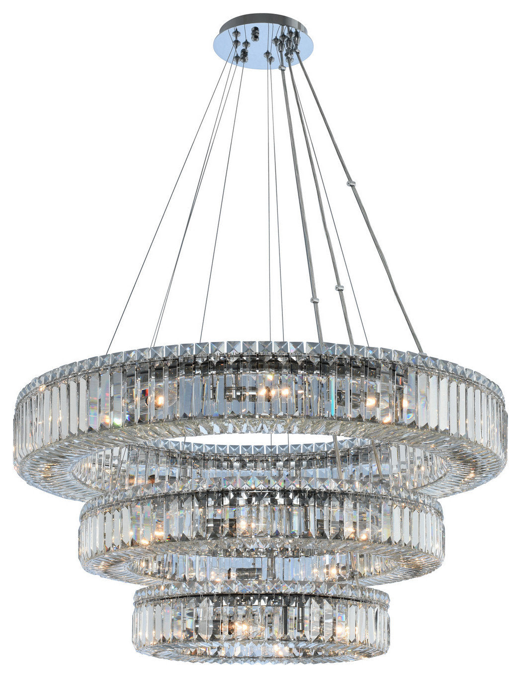 Rondelle 3 Tier Pendant in ChromeBy Allegri Crystal by Kalco Lighting