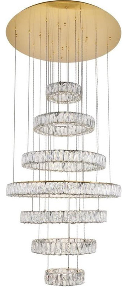 Elegant Lighting Monroe 7 Tier 34" Round Royal Cut LED Chandelier in GoldBy Elegant Furniture & Lighting