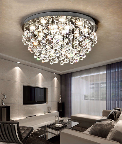 Inverigo | Luxury Round Crystal LED Ceiling Lamp for Living Room, Bedroom, Dia39.4xh17.7", Warm LightBy Miron Demid LLC