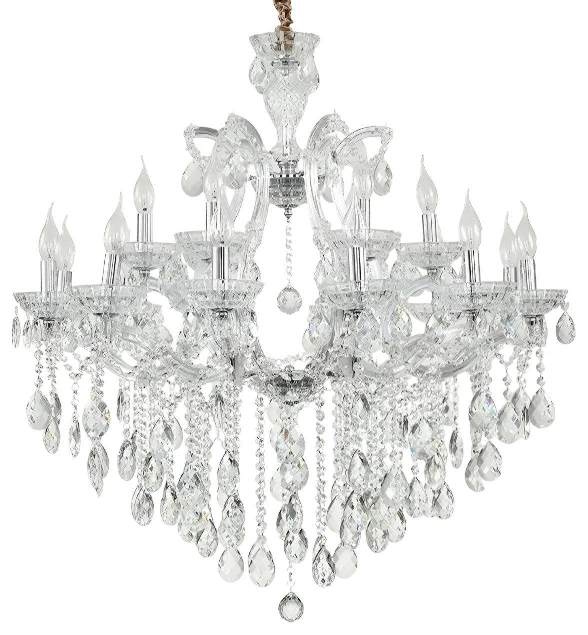 Zenevredo | European-Style Retro Crystal Candle Shape Chandelier, Clear Light Color, 18 HeadsBy Miron Demid LLC
