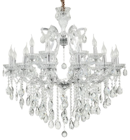 Zenevredo | European-Style Retro Crystal Candle Shape Chandelier, Clear Light Color, 18 HeadsBy Miron Demid LLC