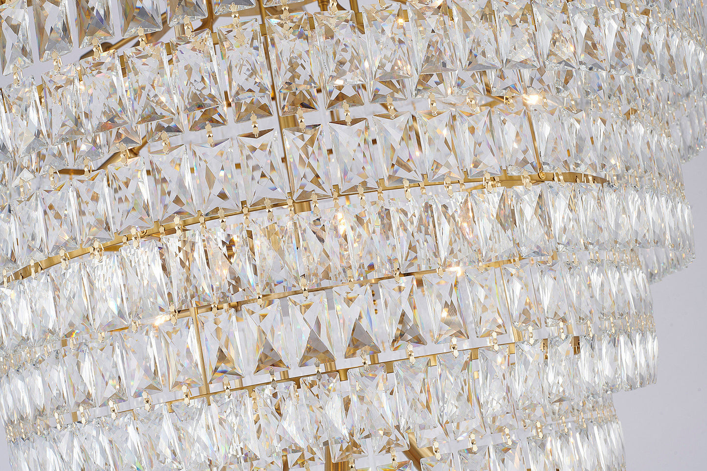 42" 32-Light Gold Metal 9-Tier Chandelier With Clear CrystalsBy Design Living