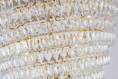 42" 32-Light Gold Metal 9-Tier Chandelier With Clear CrystalsBy Design Living