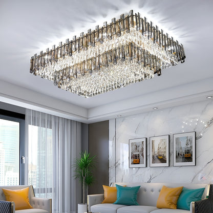 Acciano | Modern Rectangular Crystal LED Chandelier, L47.2xw27.5xh12.9", Warm LightBy Miron Demid LLC