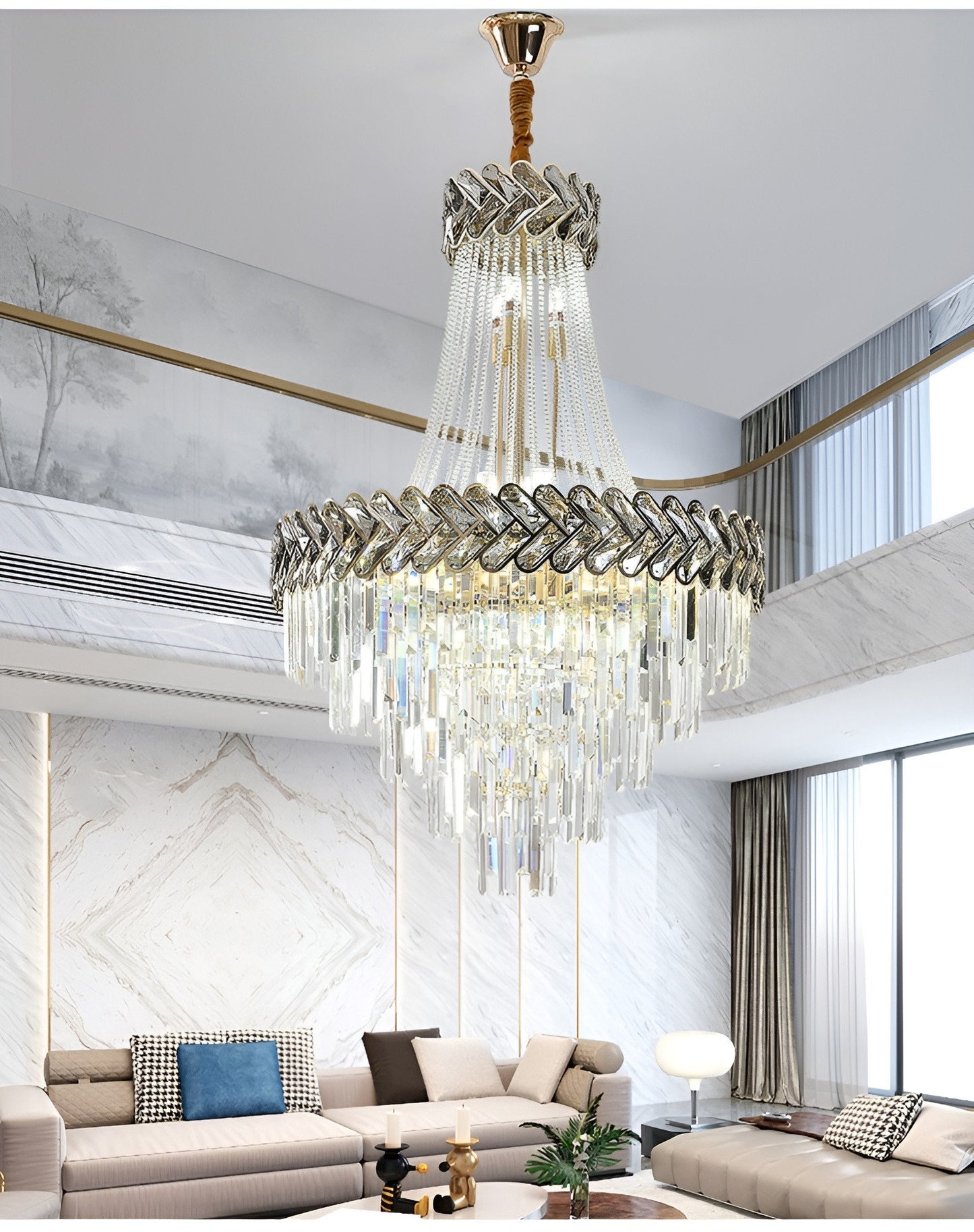 Juan-les-Pins | Big Luxury Crystal Chandelier Opulent Elegance, 31.5'', Warm Light 3000k, DimmableBy Miron Demid LLC